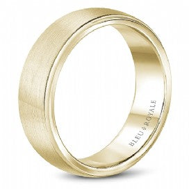 yellow gold mens band Center Satin Finish with High Polish Sides