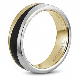 7mm 2 tone mens band with black carbon