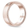 Mens Diamond Rose Gold Wedding Band With Rope Sides