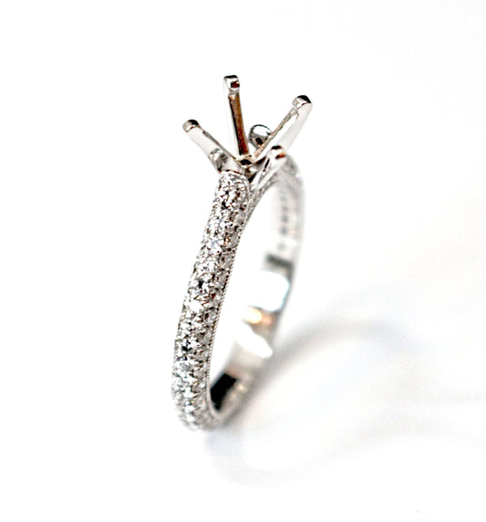 Diamondaire Diamond Pave Engagement Ring in 14kt White Gold