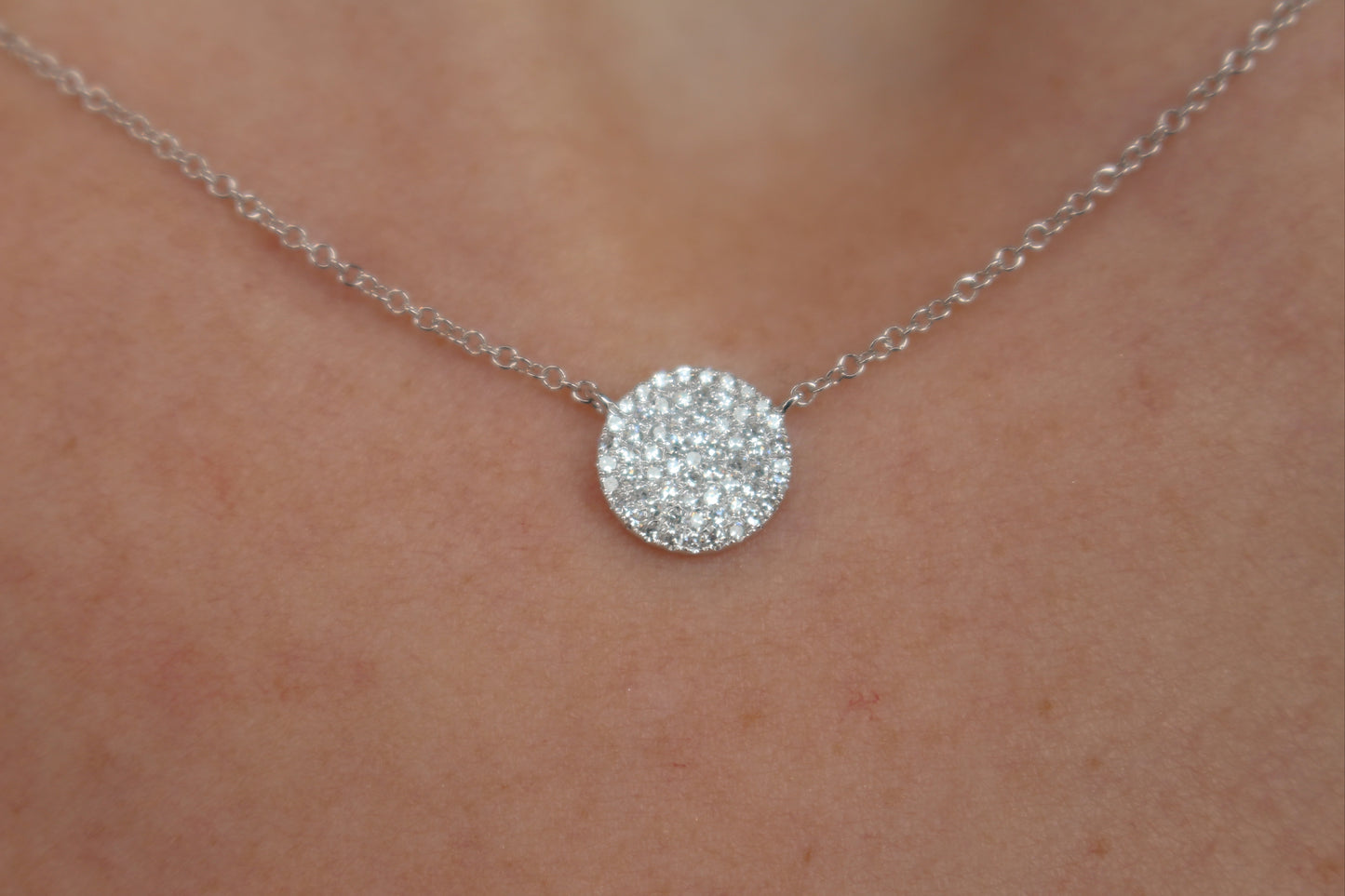 Round Diamond Pave Disc Necklace