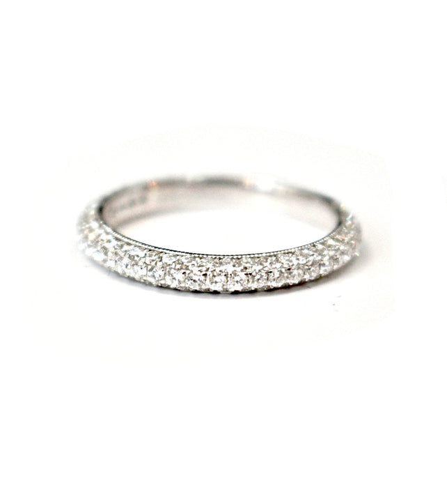 Diamondaire Diamond Pave Wedding Band in 14kt White Gold