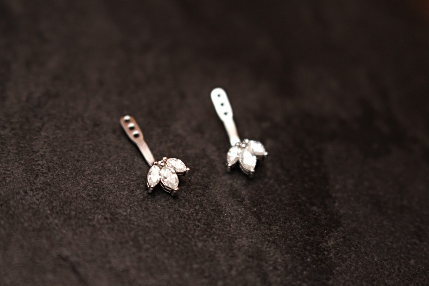 14kt White Gold Cluster Diamond Front Back Earring Jackets