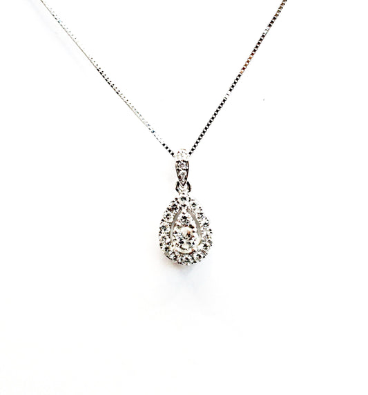 Pear Shaped Halo Diamond Pendant With Bail