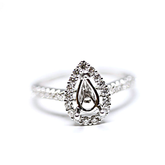Pear Shape Halo Diamond Engagement Ring