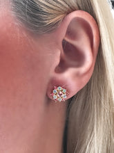 Genuine Ethiopian Opal Cabochon & Pink Topaz Snowflake Earrings