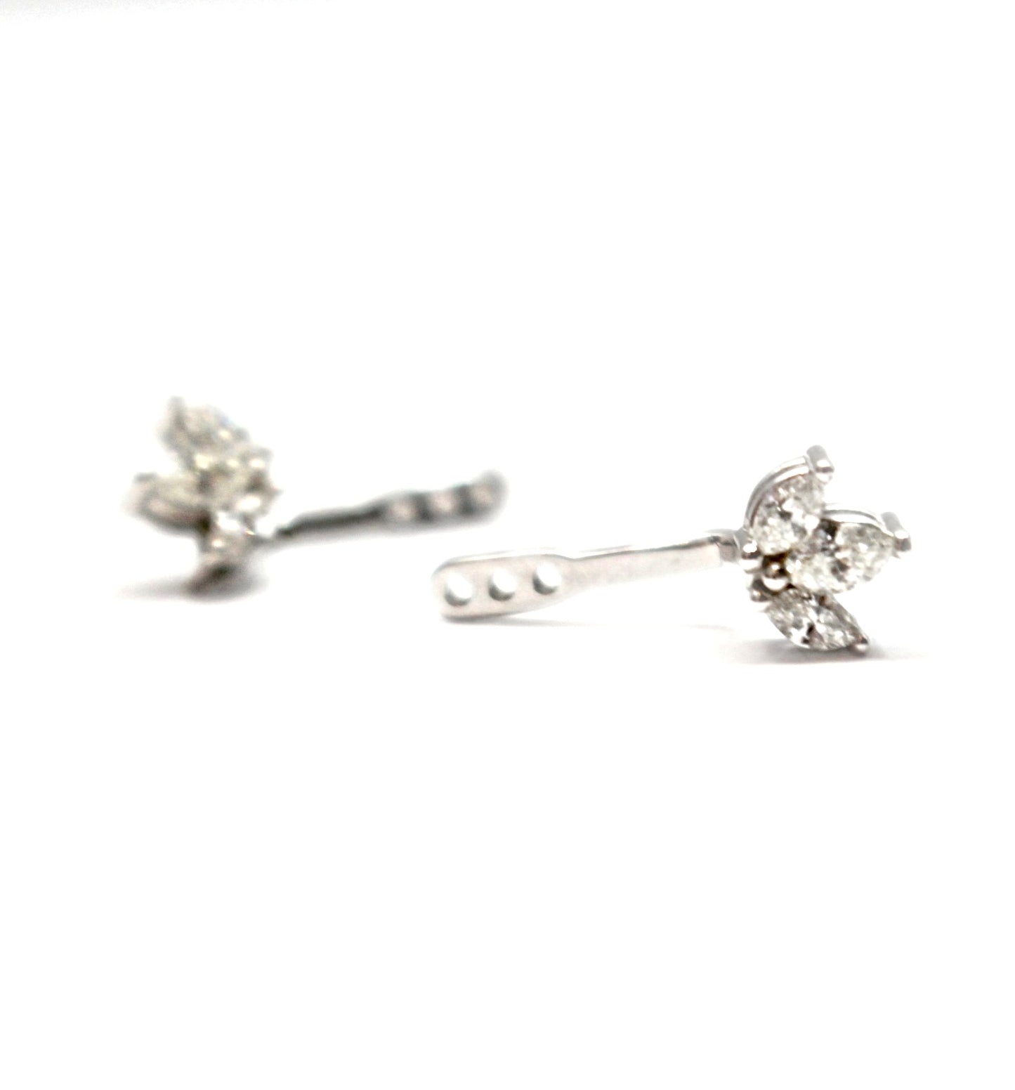 14kt White Gold Cluster Diamond Front Back Earring Jackets