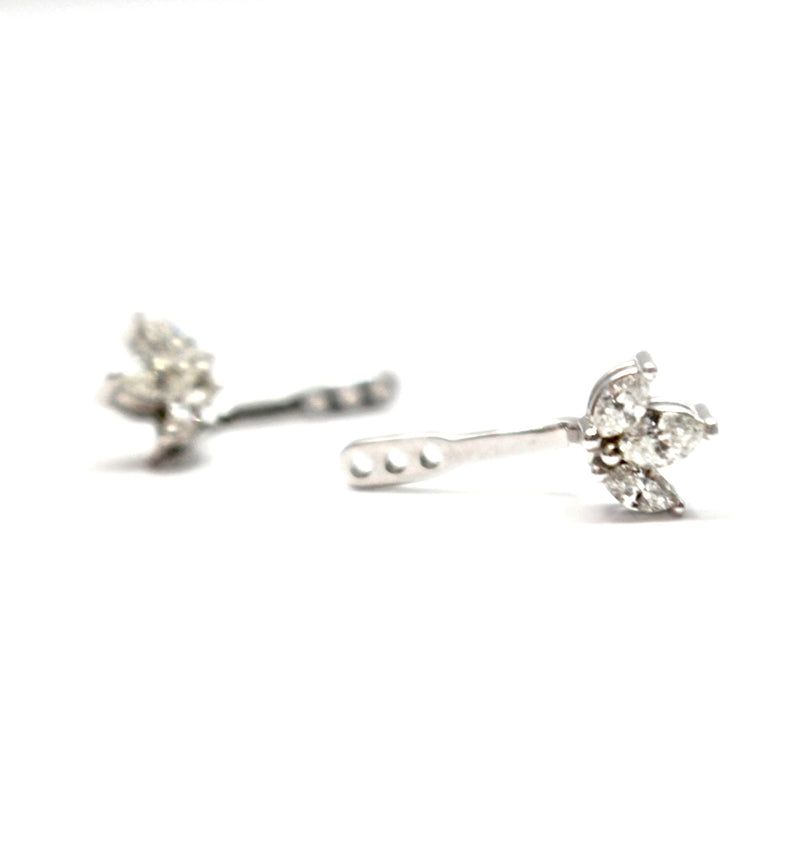 14kt White Gold Cluster Diamond Front Back Earring Jackets – The