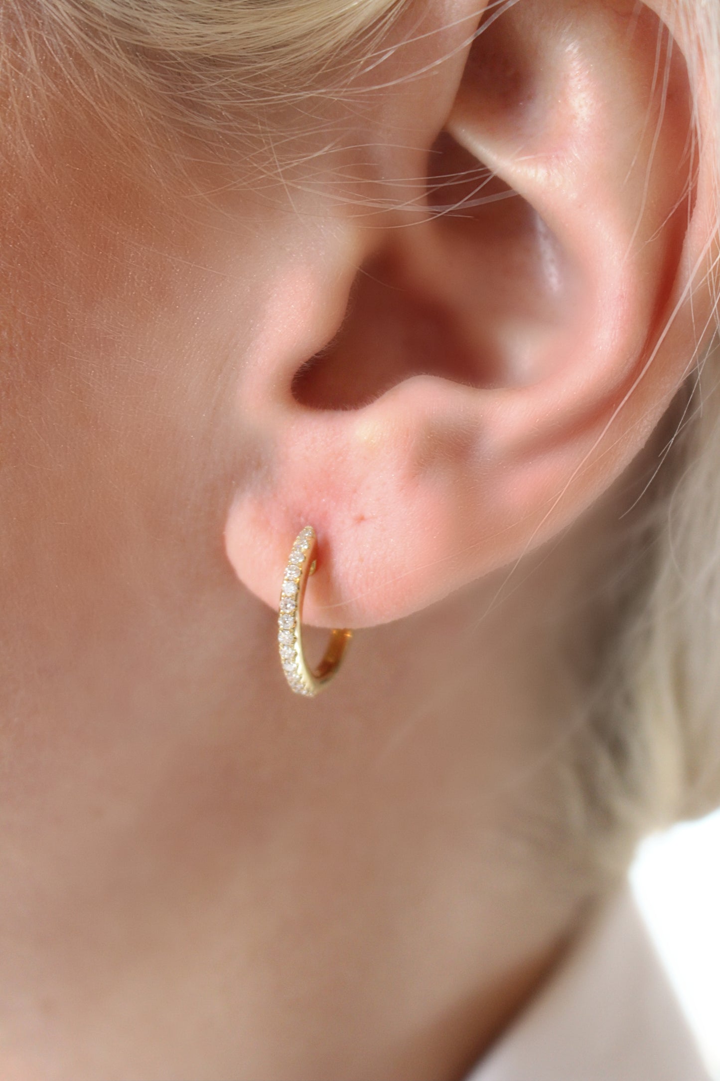diamond yellow gold hoops