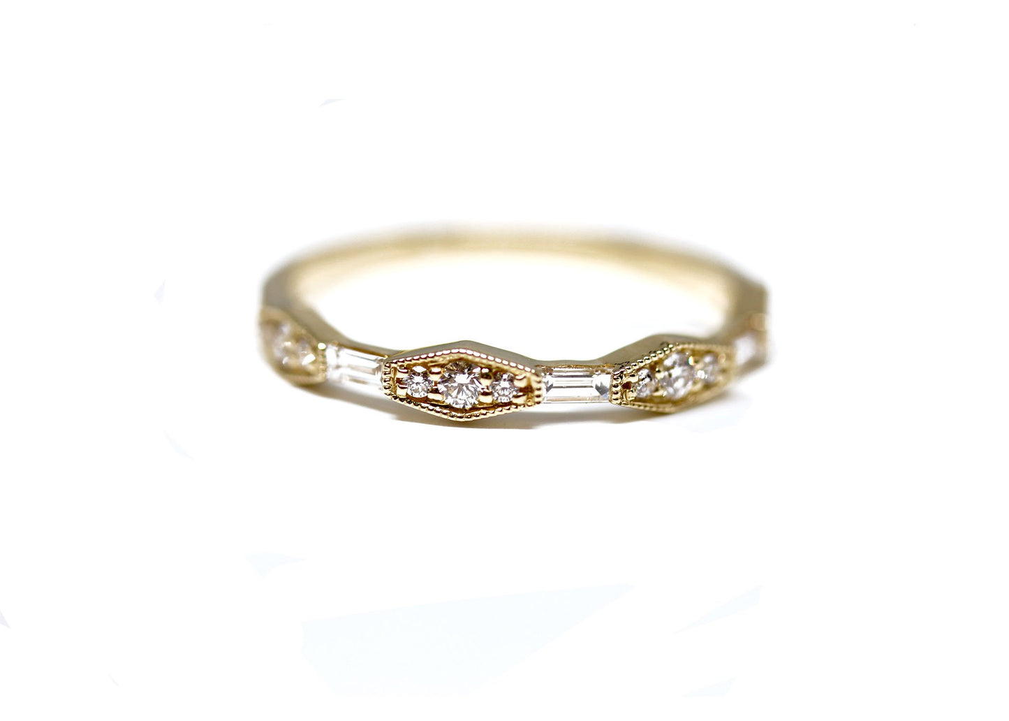 Baguette and Round Diamond Stackable